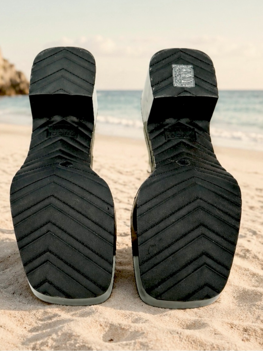Authentic Gucci Black Embossed Patent/Rubber Platform Slide Mules IT 38 COA - Picture 6 of 14